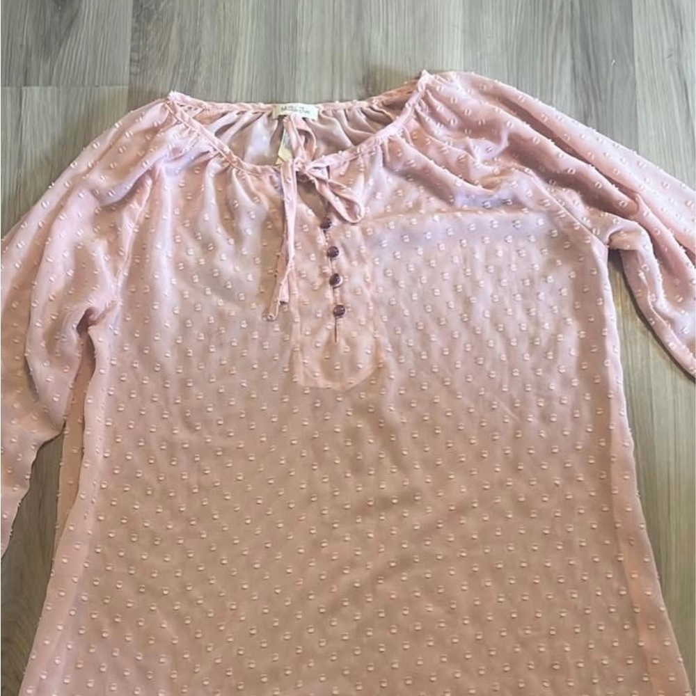 Maltida Jane Pink Textured Blouse with Tie Neck